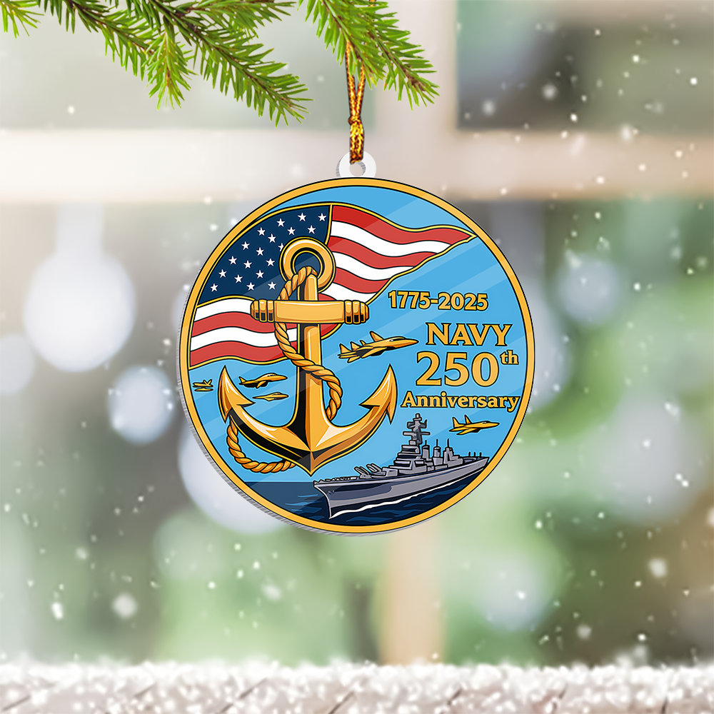 US Navy 250th Anniversary 1775 2025 Christmas Ornament Holiday Home Decor US Navy Ornament