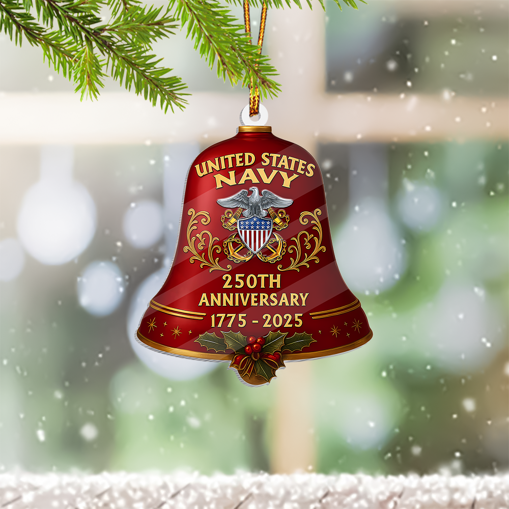 US Navy 250th Anniversary 1775 2025 Christmas Ornament Winter Decor Veteran Christmas Ornament