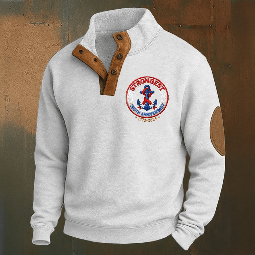 US Navy 250th Anniversary 1775 2025 Collar Stand Up Hoodie Strongest Navy Merch Gift For Him