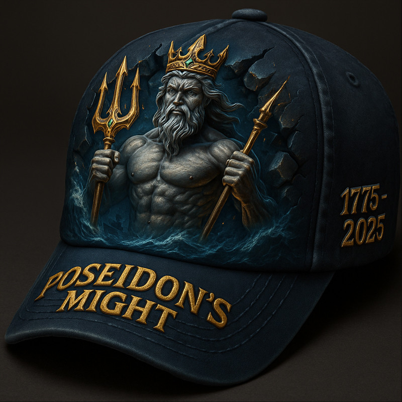 US Navy 250th Anniversary 1775 2025 Hat Poseidon's Might Navy Cap Gifts For Patriotic Veterans
