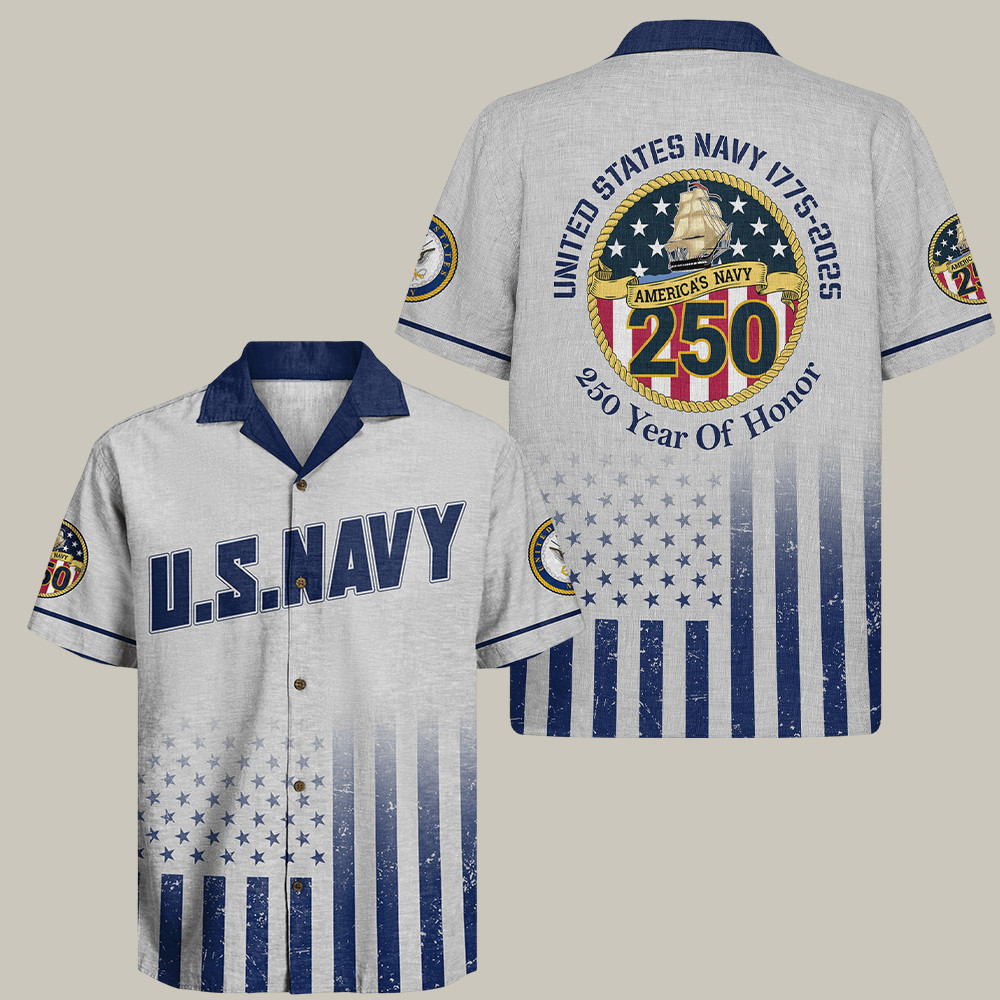 Us Navy 250th Anniversary 1775 2025 Hawaiian Shirt Navy Clothing Best Gift Ideas
