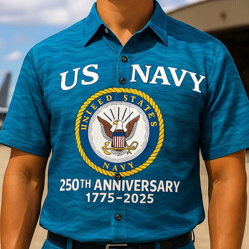 US Navy 250th Anniversary 1775 2025 Hawaiian Shirt USN Merch Gifts For Him