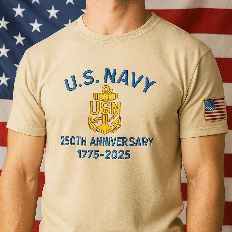 US Navy 250th Anniversary 1775 2025 T-Shirt Patriotic Shirt Gifts For Son