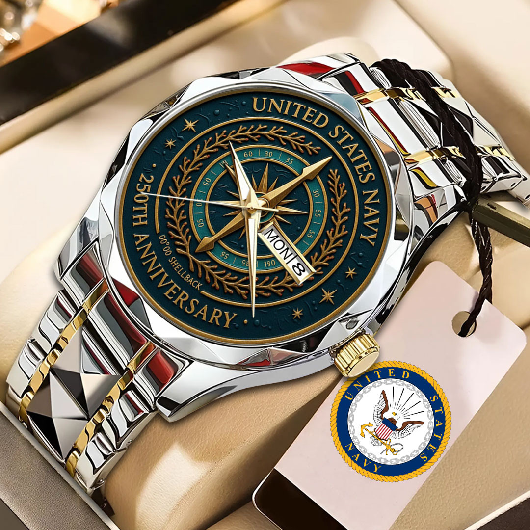 US Navy 250th Anniversary 1775 2025 Watch Proud Veteran Watch Navy Christmas Gifts