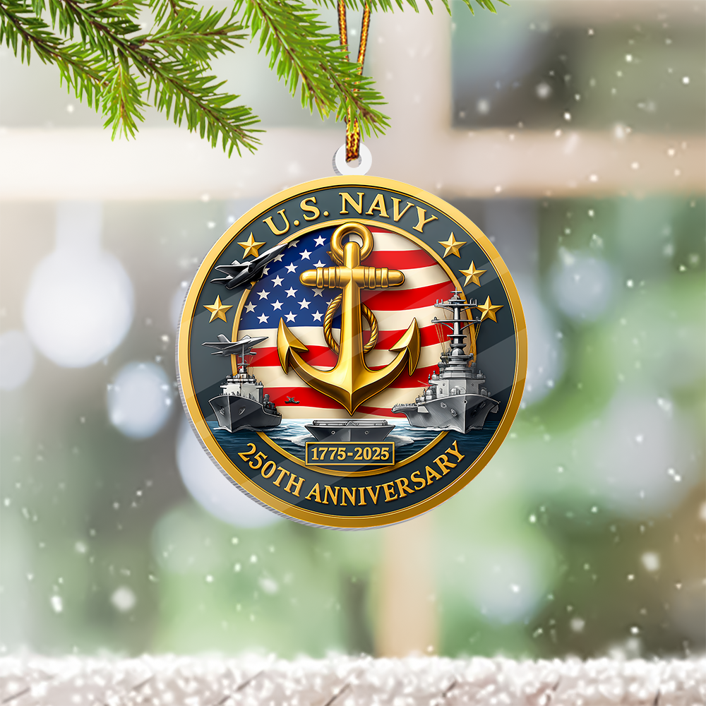 US Navy 250Th Anniversary Acrylic Ornament Proud Navy Birthday Decor Gifts For Sister
