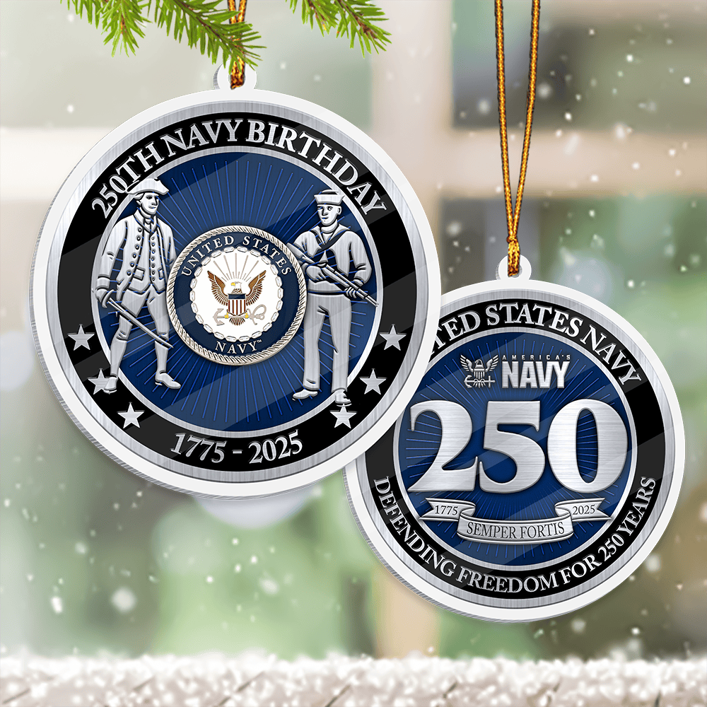 US Navy 250Th Anniversary Acrylic Ornament Proud Us Navy Patriotic Decor Xmas Gifts