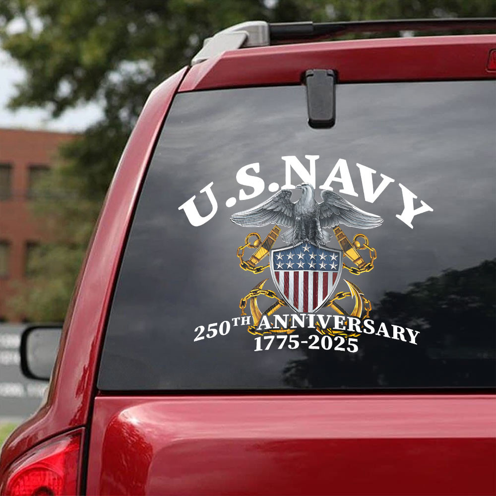 US Navy 250th Anniversary Car Sticker Military Honor Car Decal Gifts For Navy Veterans