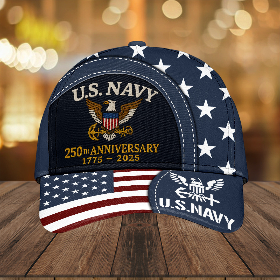 US Navy 250th Anniversary Classic Hat American Flag Baseball Cap Navy Gift Ideas