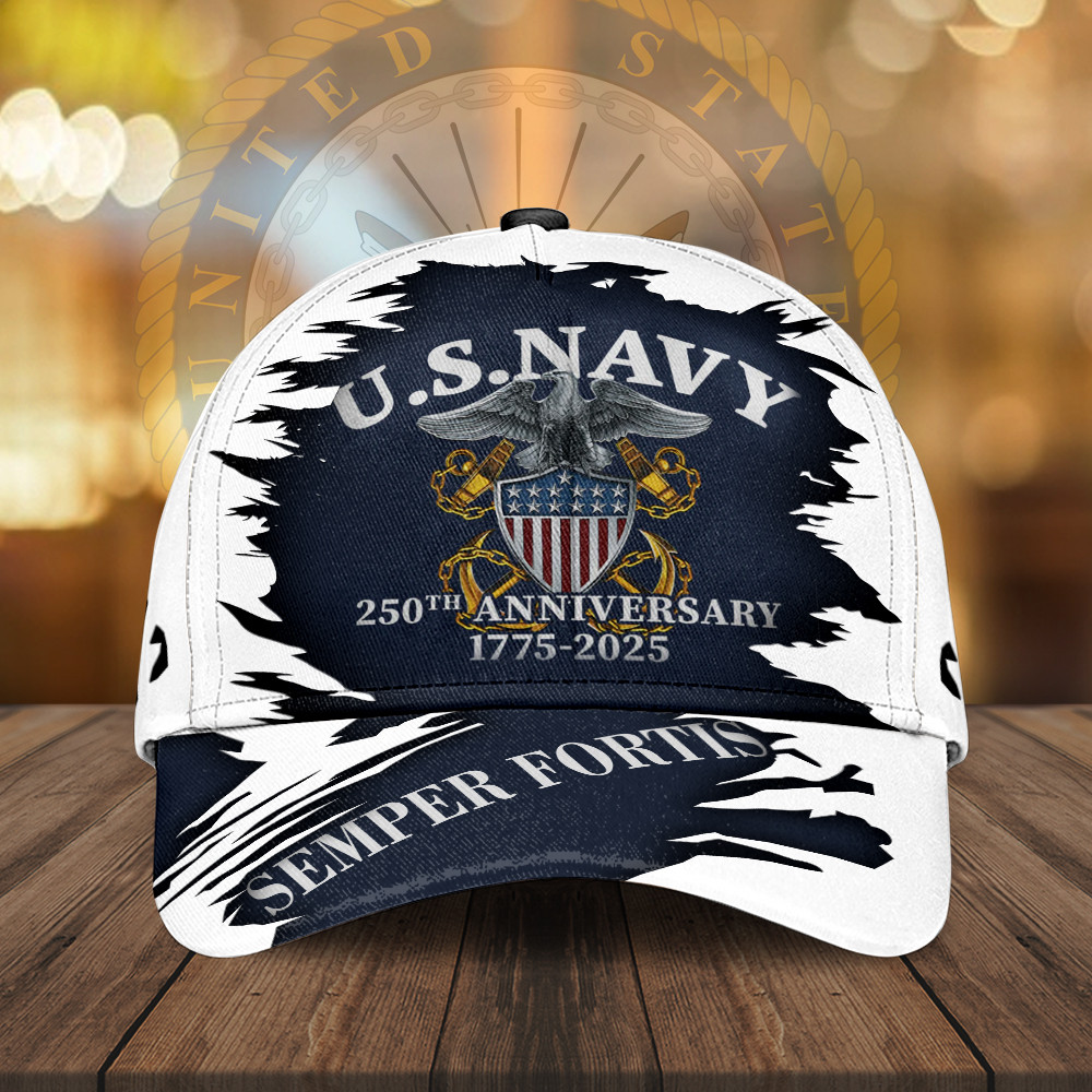 US Navy 250th Anniversary Classic Hat Defending Freedom Navy Cap Gifts For Dad