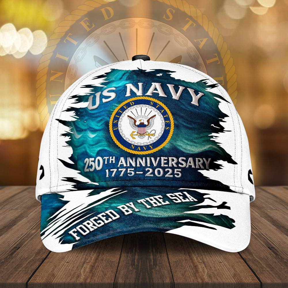 US Navy 250Th Anniversary Classic Hat Forged By The Sea Cap Navy Retirement Gifts