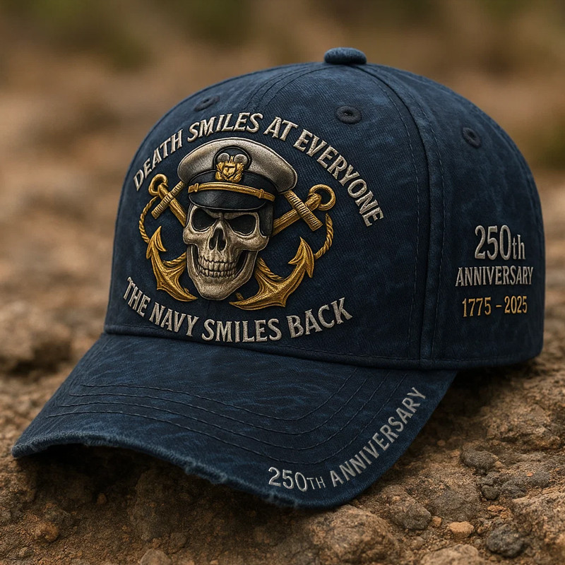 US Navy 250Th Anniversary Hat Death Smiles At Everyone Patriotic Cap Navy Gifts Ideas