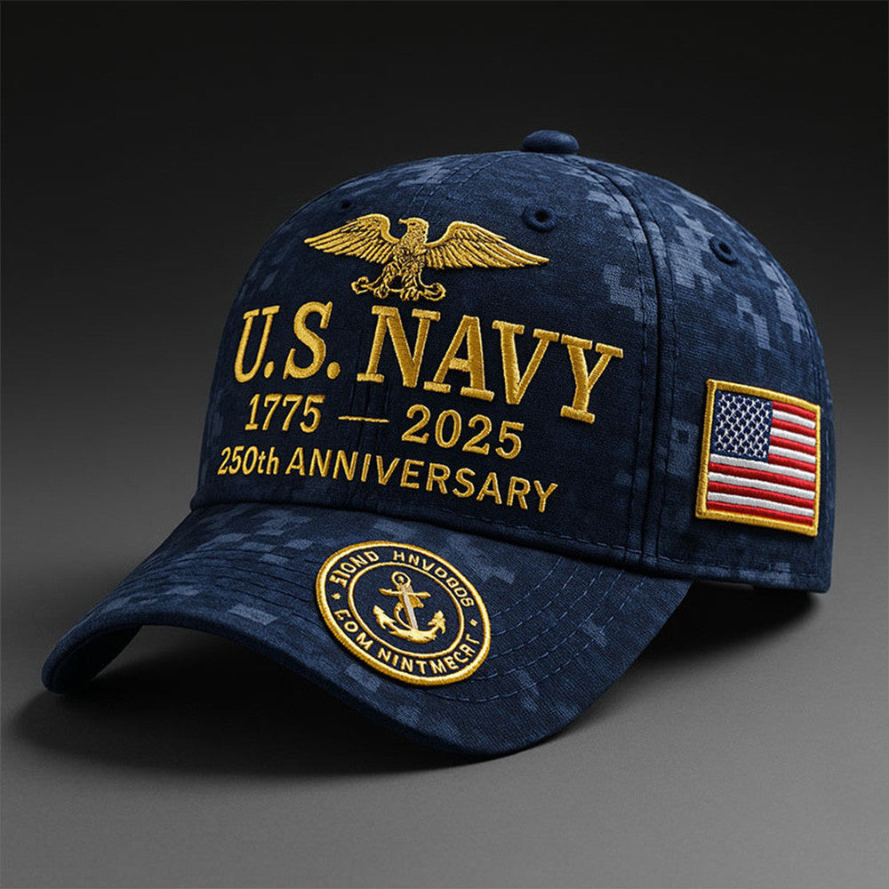 US Navy 250th Anniversary Hat Pride Military Embroidered Navy Cap Father's Day Gifts US Navy 250th Anniversary Hat Pride Military Embroidered Navy Cap Father's Day Gifts