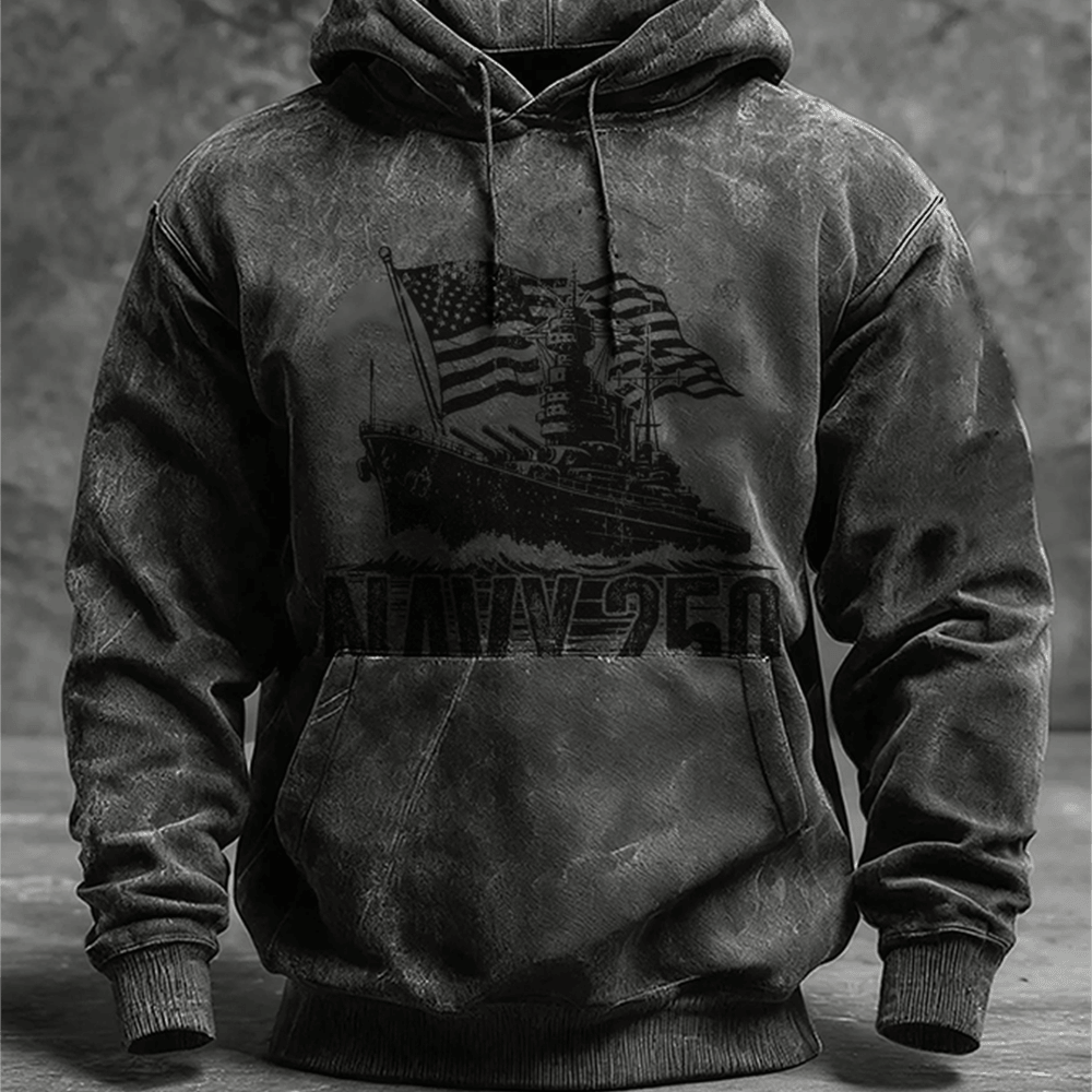 US Navy 250th Anniversary Hoodie Military Ship Graphic Shirt Presents For Veterans