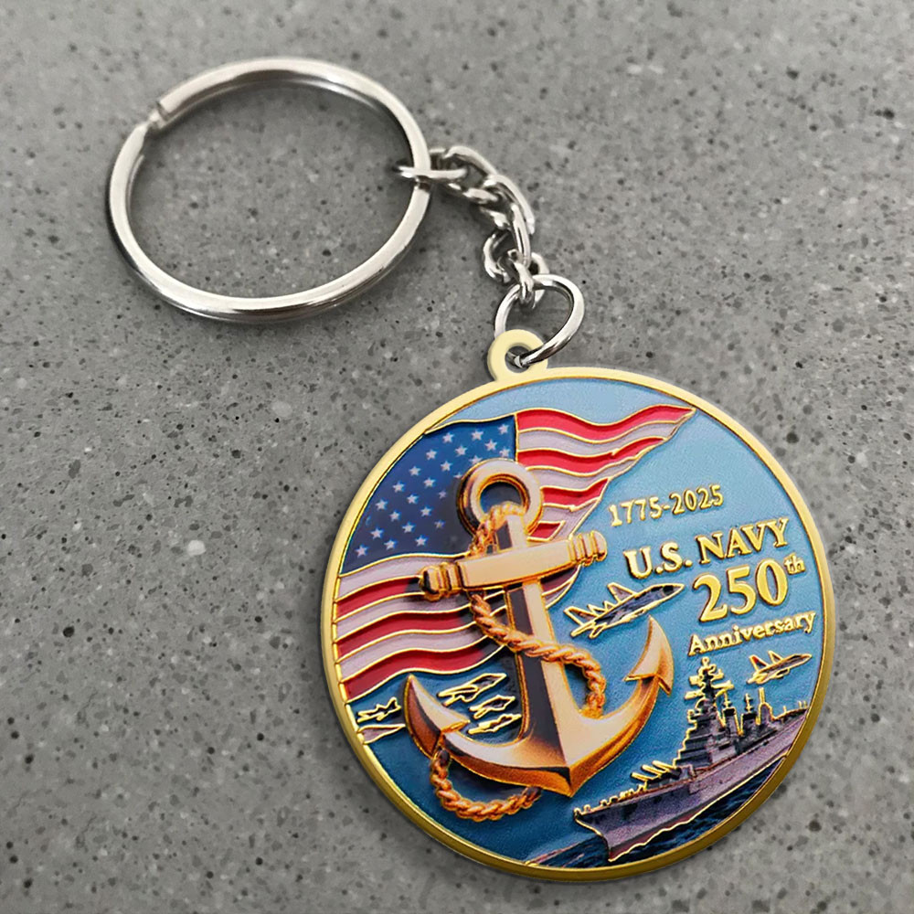 US Navy 250th Anniversary Keychain USN Merch Gifts For Navy Veterans