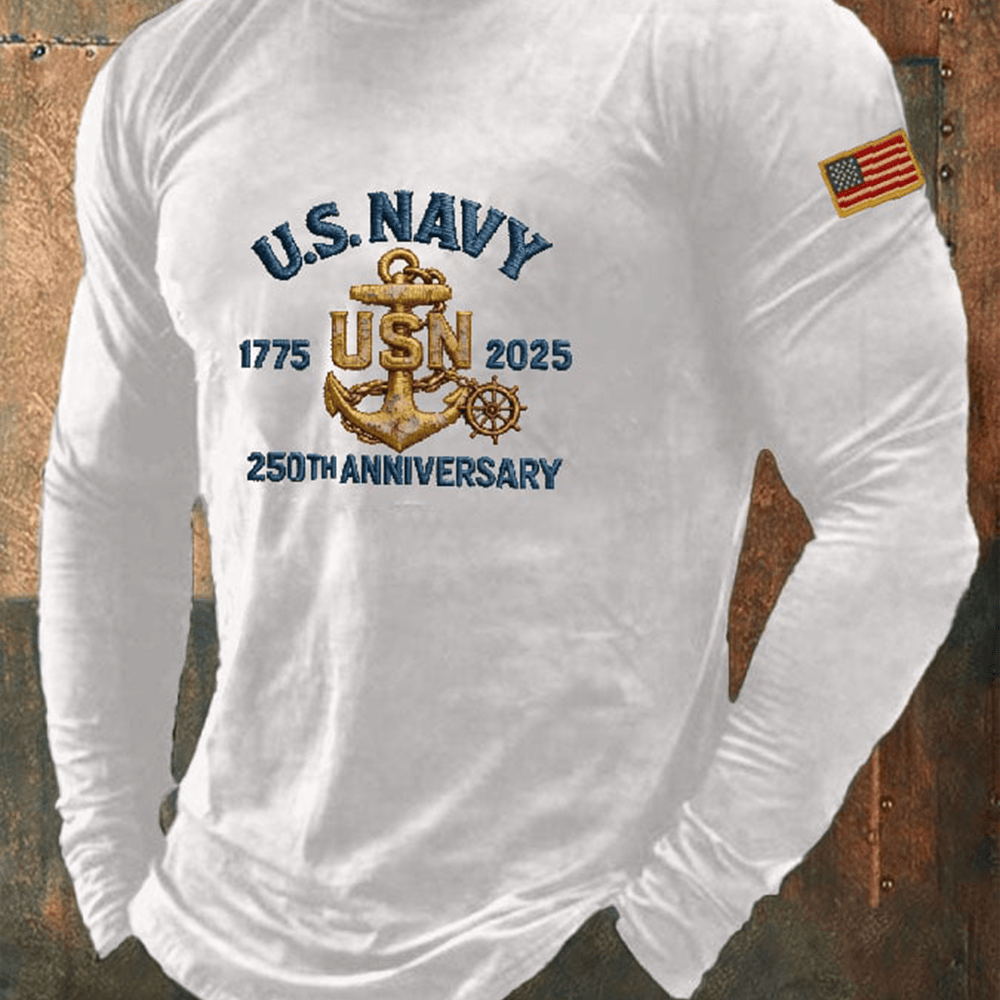 US Navy 250Th Anniversary Long Sleeve Shirt 1776 2026 Military Apparel Navy Veterans Gifts
