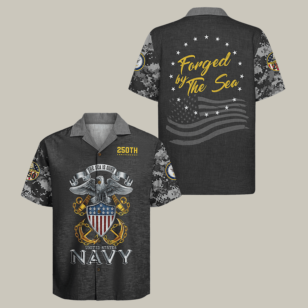 US Navy 250th Anniversary Polo Shirt Forged By The Sea Shirt Navy Veteran Present