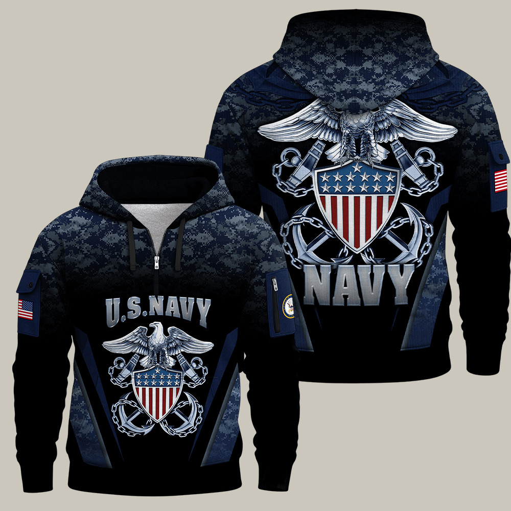 US Navy 250Th Anniversary Quarter Zip Hoodie Navy Gear Gifts For Patriotic Men