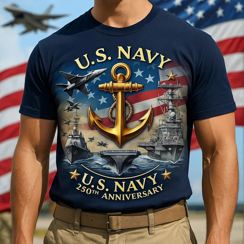 US Navy 250th Anniversary T-Shirt USN Merch Patriotic Gifts For Men's