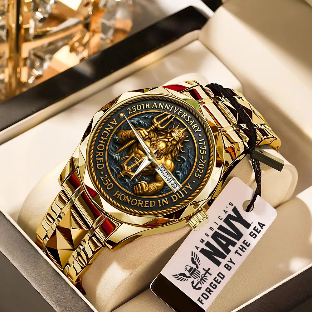 US Navy 250th Anniversary Watch Anchored 250 Honored In Duty USN Watch Gifts For Veteran