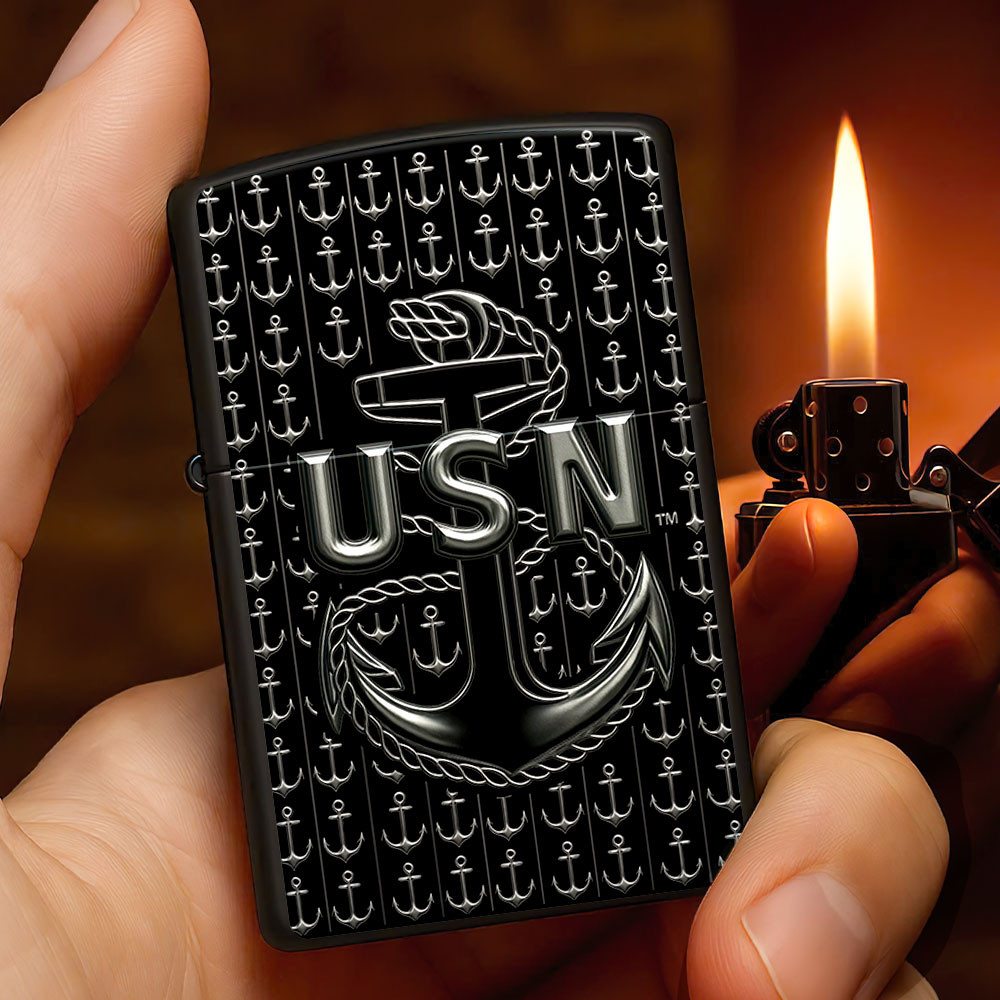 US Navy 250th Anniversary Zippo Lighter Case Navy Anchor Pattern Unique Gifts For Him