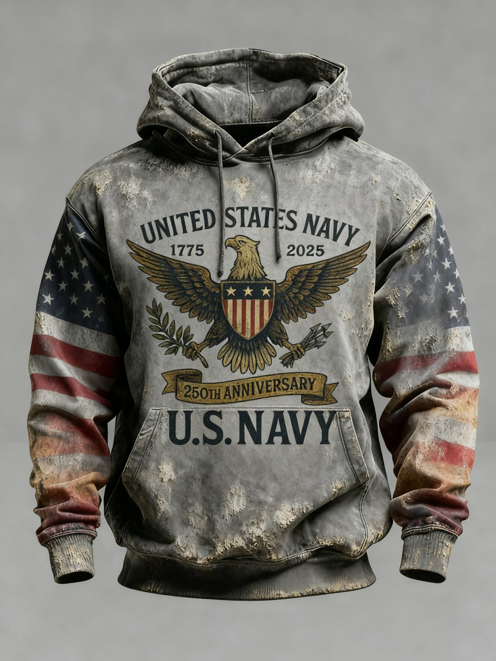 US Navy 250th Anniversay Vintage Hoodie 1775 2025 Forged By The Sea Hoodie Unique Navy Gifts