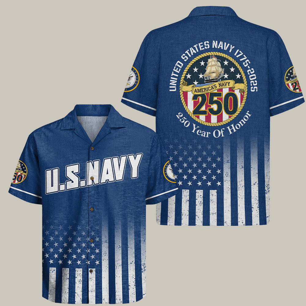Us Navy 250th Birthday 1775 2025 Hawaiian Shirt Forged By The Sea Gifts For Navy Sailors