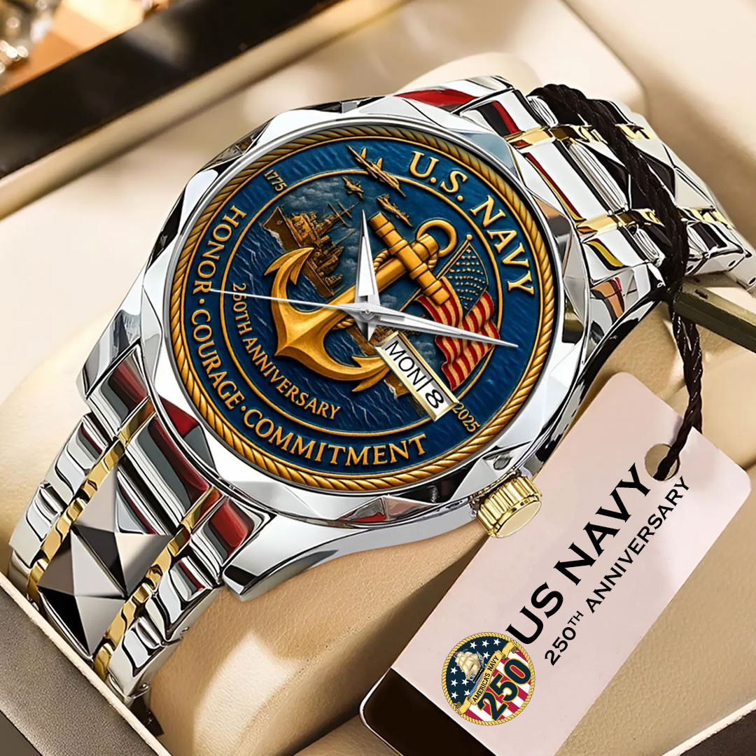 US Navy 250th Birthday 1775 2025 Watch Honor Courage Commitment Navy Watch Gifts For Veterans