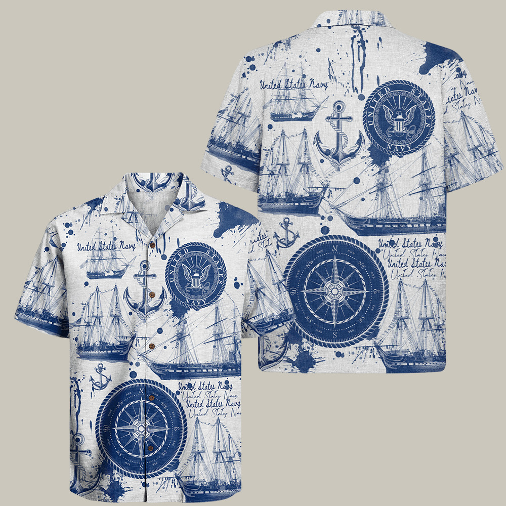 Us Navy 250th Years Of Service Hawaiian Shirt Military Clothing Gifts For Retired Navy Man