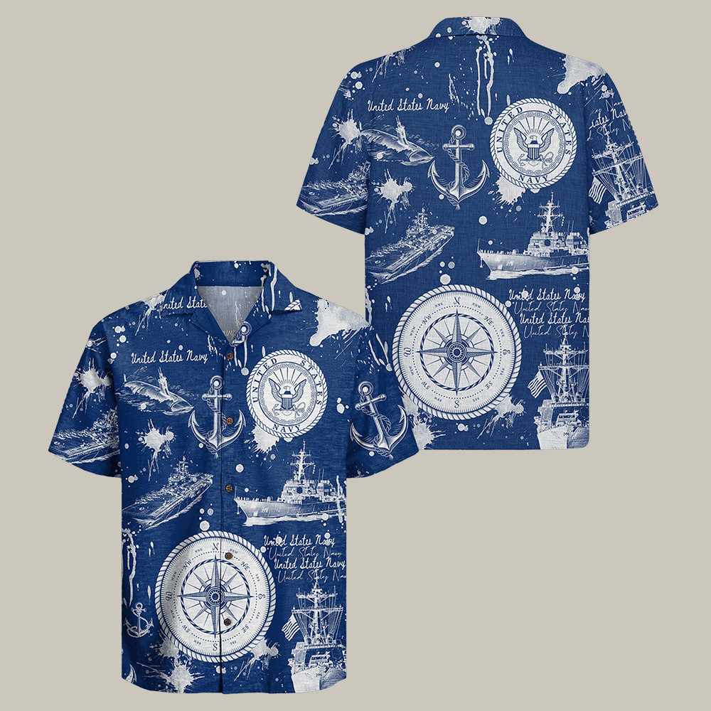 US Navy 250th Years Of Service Hawaiian Shirt Navy Veteran Clothes Patriotic Veteran Gift