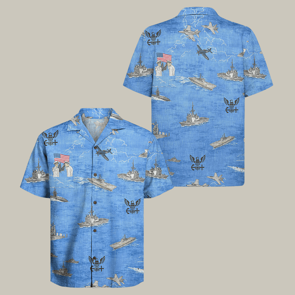 US Navy 250th Years Of Service Hawaiian Shirt Patriotic Navy Clothes Veteran Gift Idea