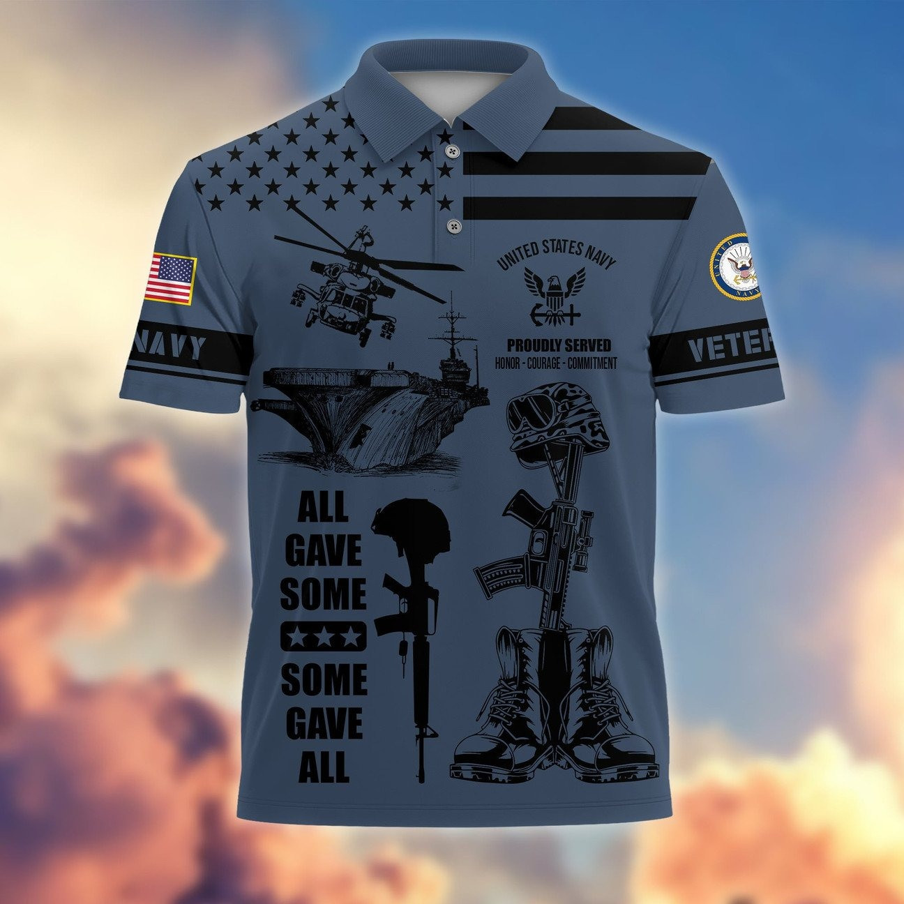 US Navy All Gave Some Proudly Served Polo Shirt Perfect Gift for For Dad and Husband on Veterans Day