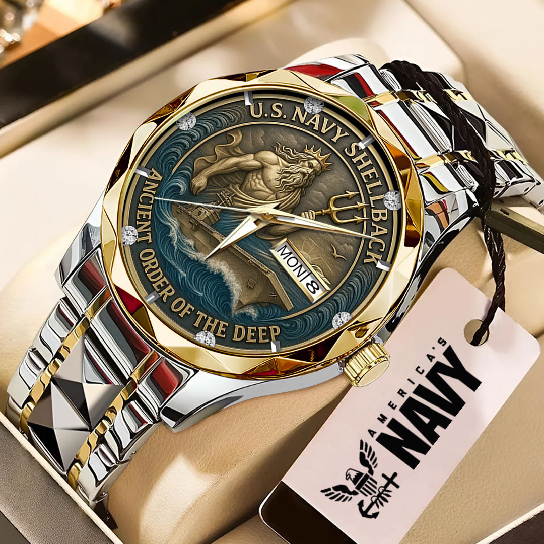 US Navy Alloy Luxury Quartz Watch Ancient Order Of The Deep Navy Veteran Presents