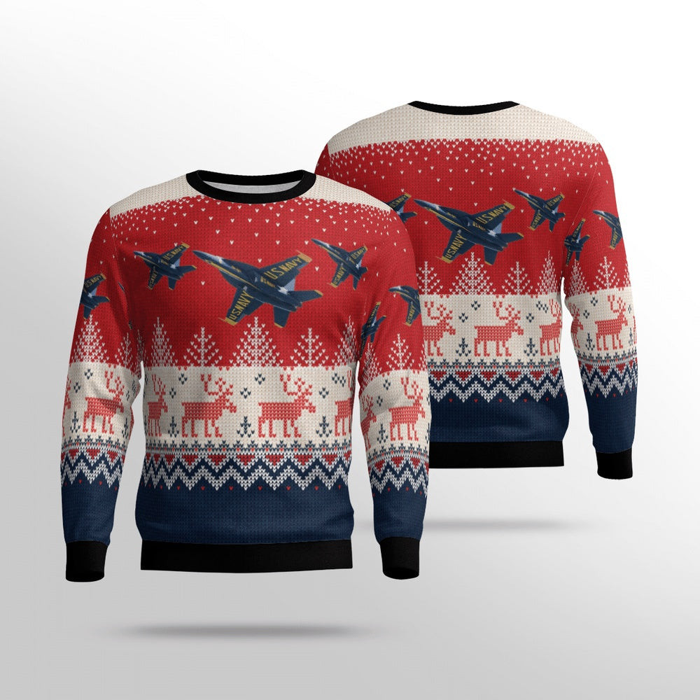 US Navy Blue Angels Xmas Unisex Sweater Christmas Gifts For Men Women