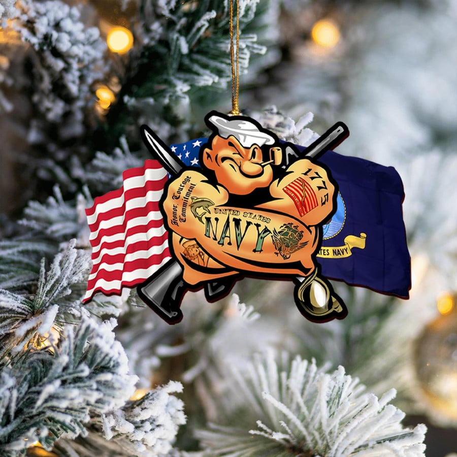 US Navy Christmas Ornament American Flag Pattern Christmas Decorations Navy Xmas Gifts For Him
