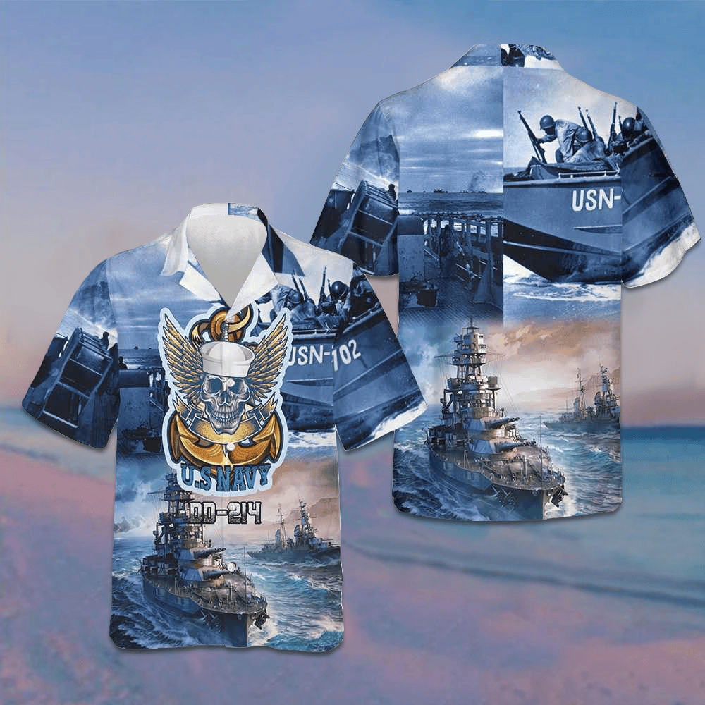 US Navy DD 214 Hawaiian Shirt Proud Veteran Navy Shirt Gifts For Husband