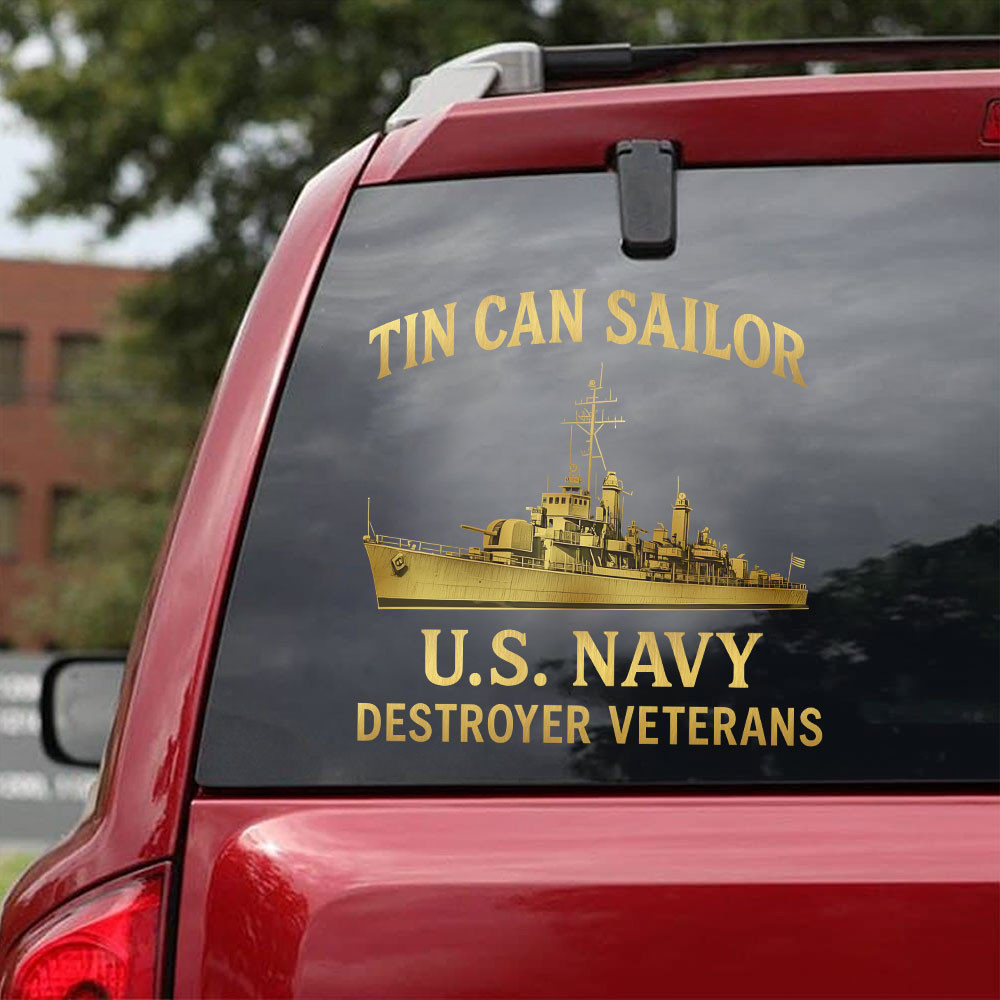 US Navy Destroyer Veterans Car Sticker Tin Can Sailor Decal USN Merch Gifts For Patriot