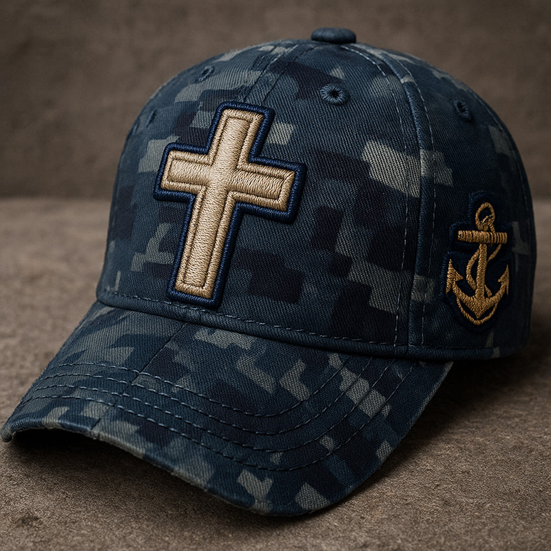 US Navy Faith Art Vintage Hat Anchor Pattern Navy Baseball Cap Gifts For Retired Soldiers