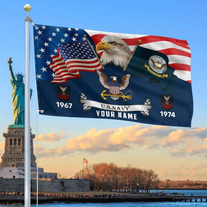 US Navy Grommet Custom Flag Gifts for Navy Veteran Best Gift for Father Armed Forces Day Veterans Day