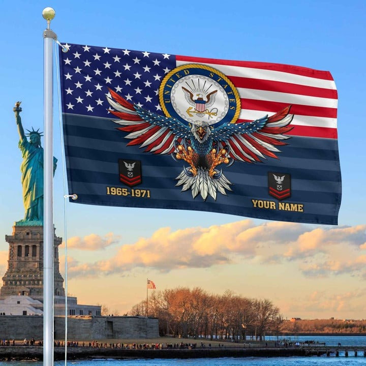 US Navy Grommet Custom Flag Gifts for Navy Veteran Dad Husband Armed Forces Day Veterans Day