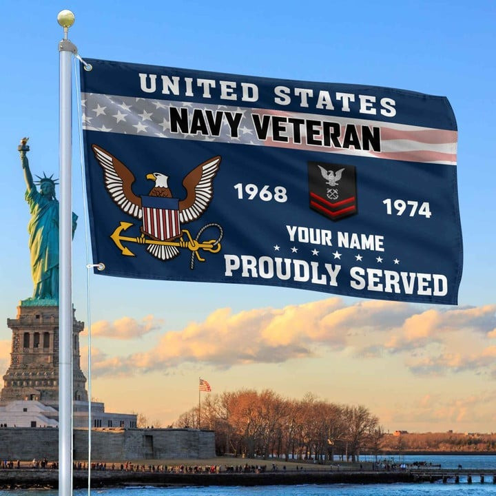 US Navy Grommet Flag Custom Gift for Navy Veteran Best Gift for Armed Forces Day and Veterans Day