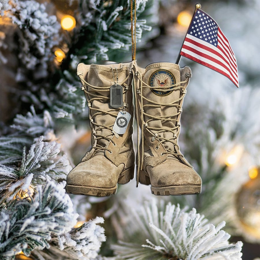 US Navy Military Boots Christmas Ornament Proud Navy Xmas Gifts For Veterans