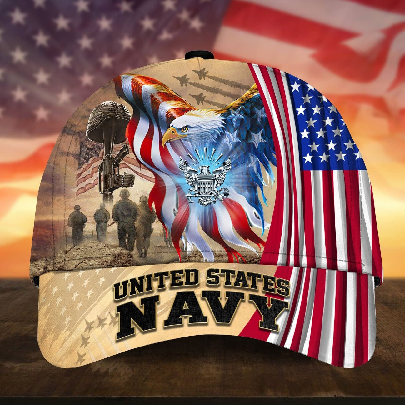 US Navy Patriotic American Flag Cap Perfect Gift For Military on Veterans Day