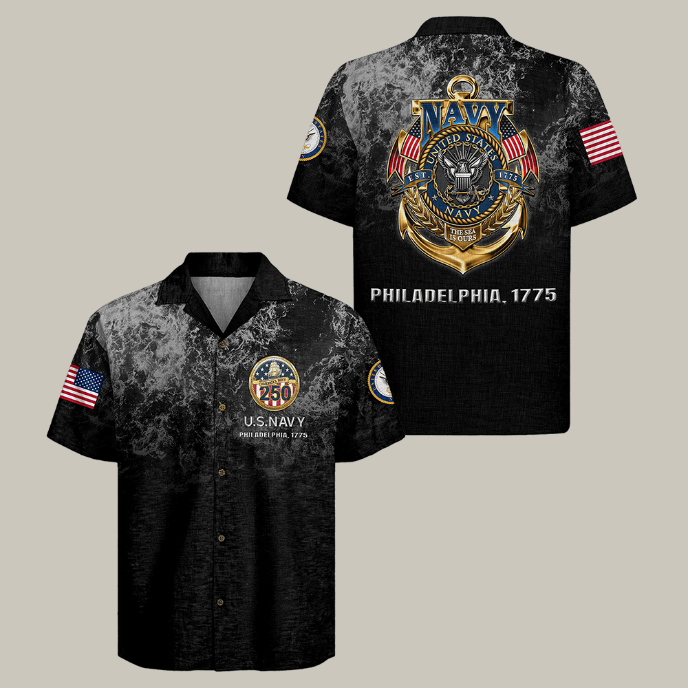 US Navy Philadelphia 1775 Hawaiian Shirt Forged By The Sea Navy Clothes Patriotic Gift Idea