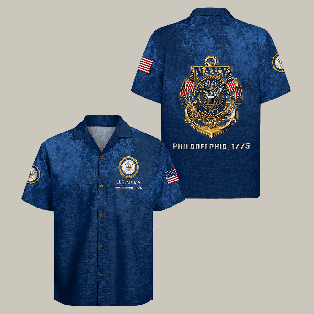 US Navy Philadelphia 1775 Hawaiian Shirt Proud Veteran Clothes Navy Gift For Husband