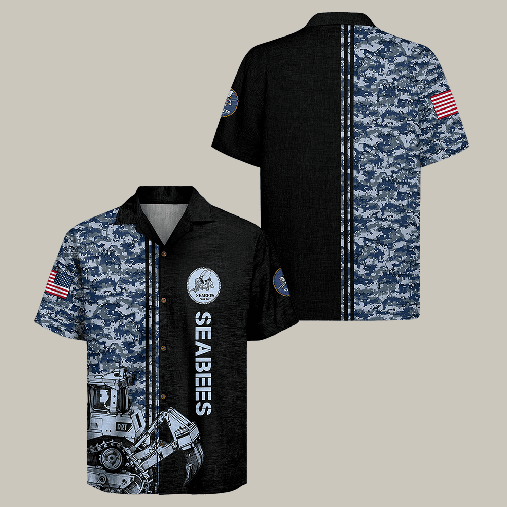 US Navy Seabees 250th Anniversary Hawaiian Shirt Patriotic Navy Seabees Shirt Gift Idea