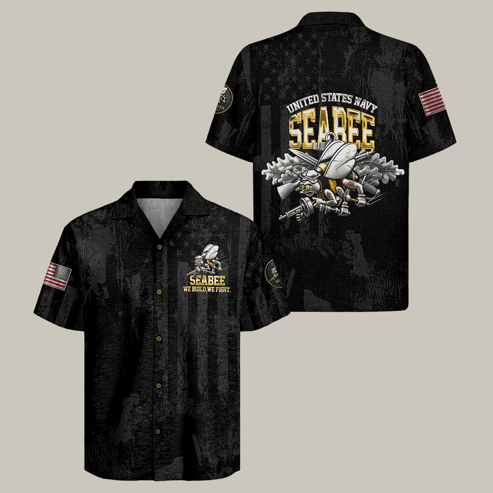 US Navy Seabees 250th Anniversary Hawaiian Shirt We Build We Fight Navy Clothes Gift Idea