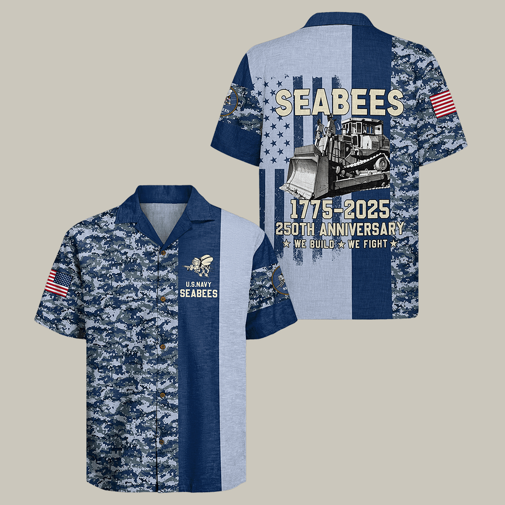 US Navy Seabees 250th Anniversary Hawaiian Shirt We Build We Fight Navy Seabees Clothes