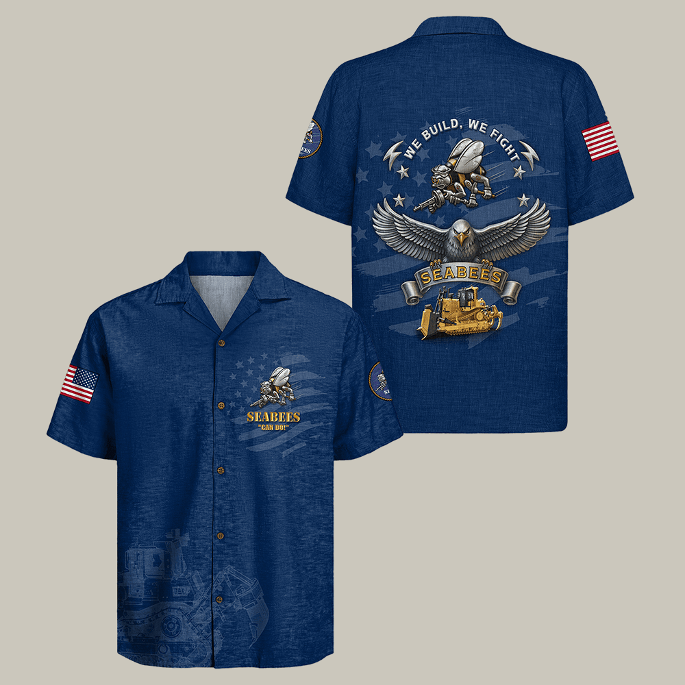 US Navy Seabees 250th Anniversary Hawaiian Shirt We Build We Fight Navy Veteran Clothes