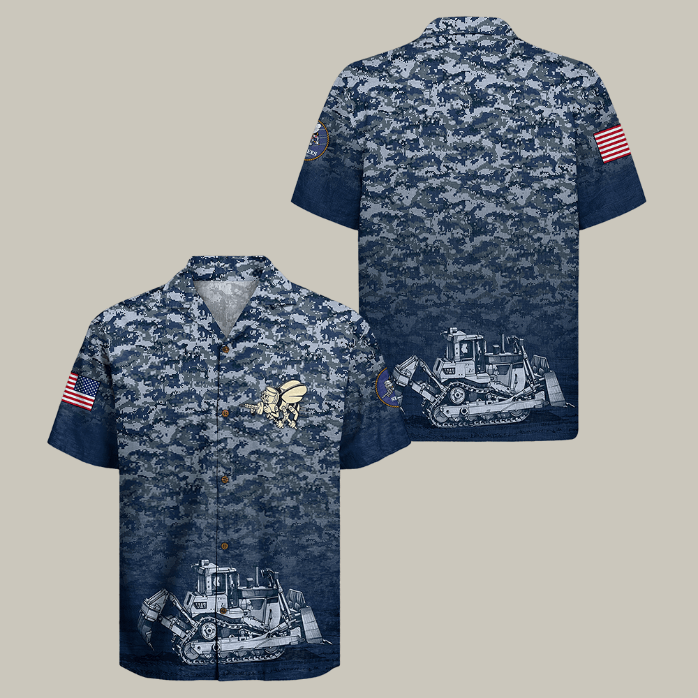 US Navy Seabees 250th Years Of Service Hawaiian Shirt American Flag Logo Shirt Best Veteran Gift