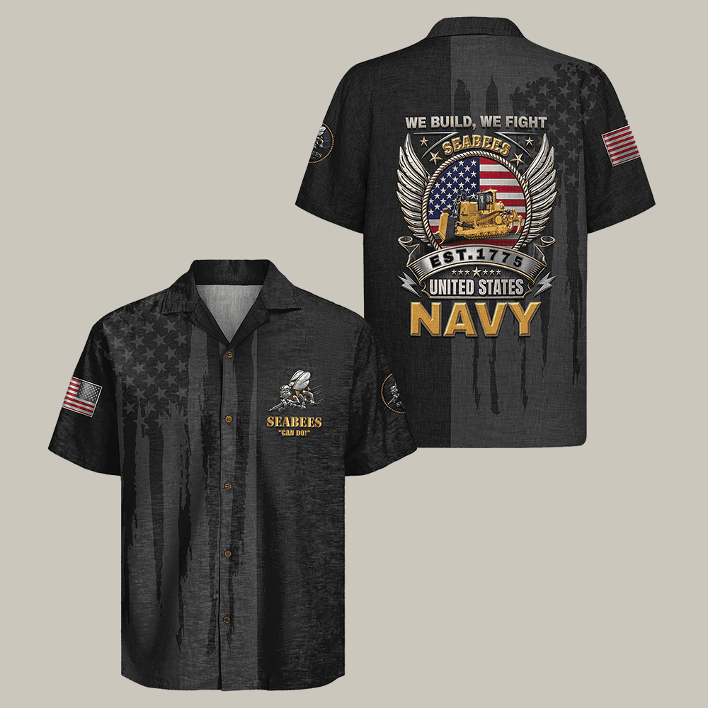 US Navy Seabees 250th Years Of Service Hawaiian Shirt Navy Veteran Clothes Best Gift For Him